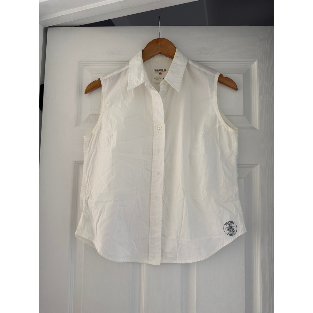 VTG 00s Polo Ralph Lauren Womens Sleeveless Button Down Preppy Coastal Maine